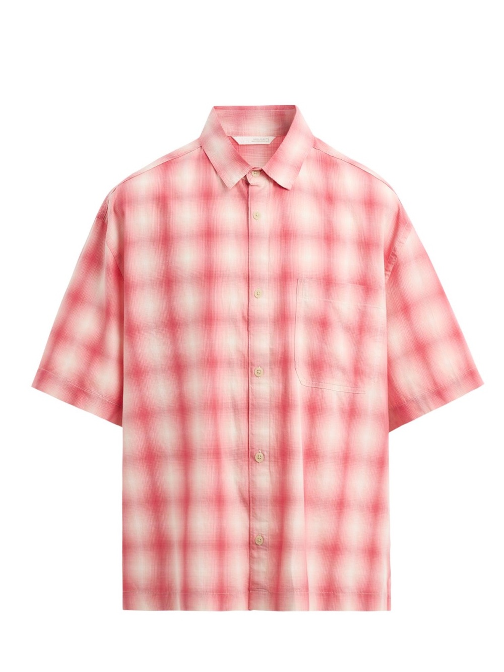 Zara Man Pink Plaid Short-Sleeve Button-Down Shirt